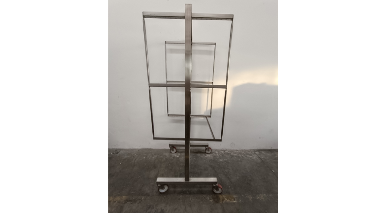 CARRELLO INOX PER STAGIONATURA SALUMI A TRE PIANI